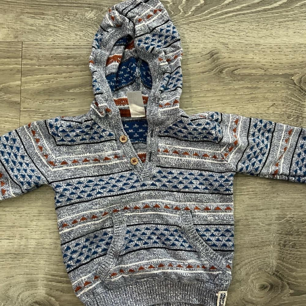 H&M Kids Patterned Hoodie - Blue, Gray, and Orange